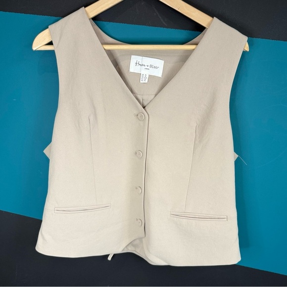Haver and Blair Beige Button-Up Vest - Picture 1 of 7